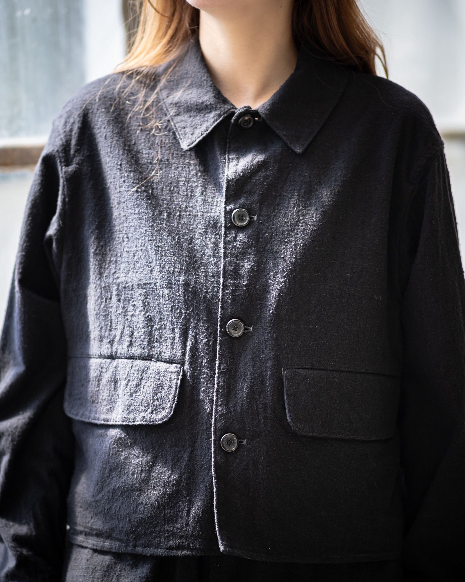 blurhms Women's 26SS Silk/Cotton Nep Short Jacket(BHSW26S3)Black