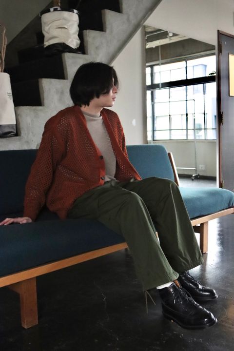 YOKE MESHED KNIT CARDIGAN(YK22SS0345S) style.2022.2.19