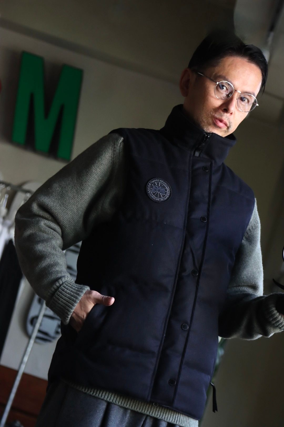 CANADA GOOSE カナダグース22AW GARSON VEST WOOL BLACK LABELスタイル ...