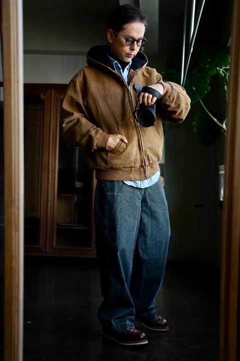 A.PRESSE Silk Linen Hooded Parka"BROWN"スタイル.2025.1.11.
