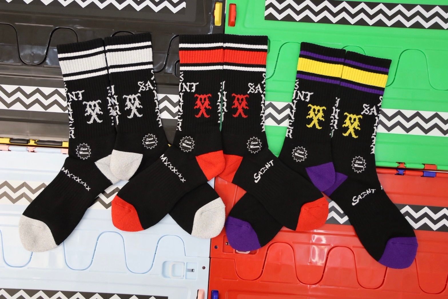 セントマイケル SINNER SOCKS (SM-HR1-0000-113)BLACK/GRAY★10月11日(土)発売！