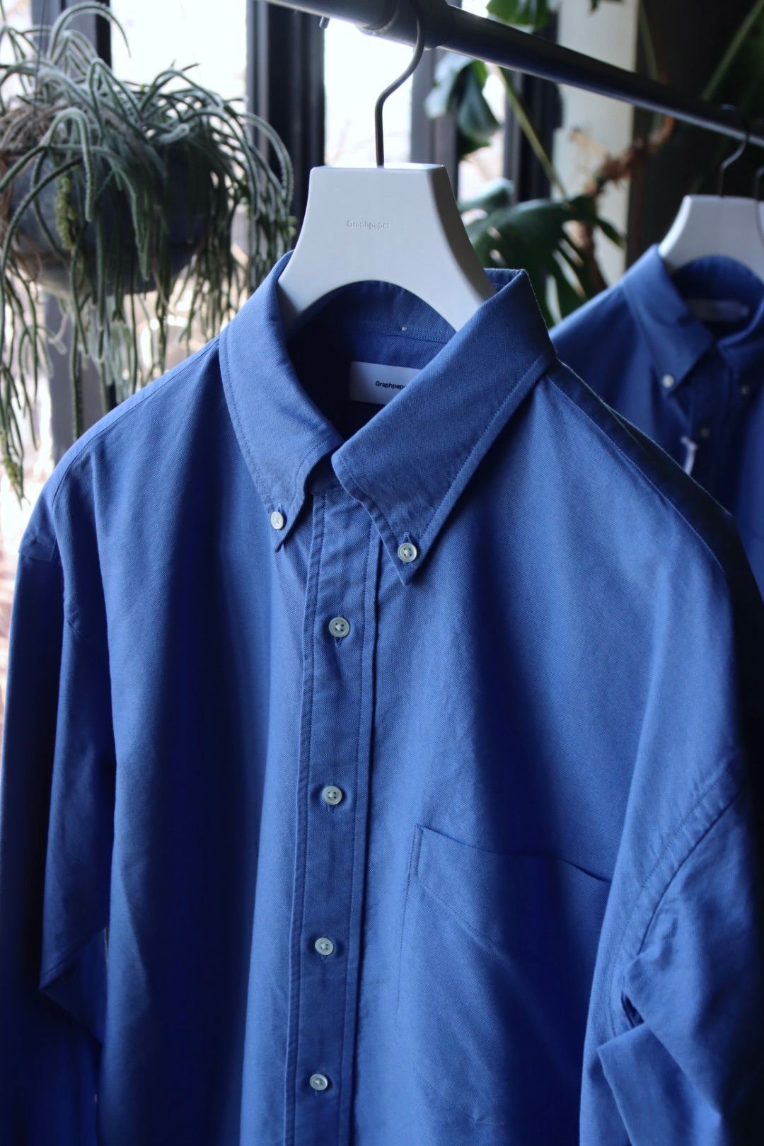 グラフペーパー24SS Oxford L/S B.D Box Shirt (GM241-50020B) SAX