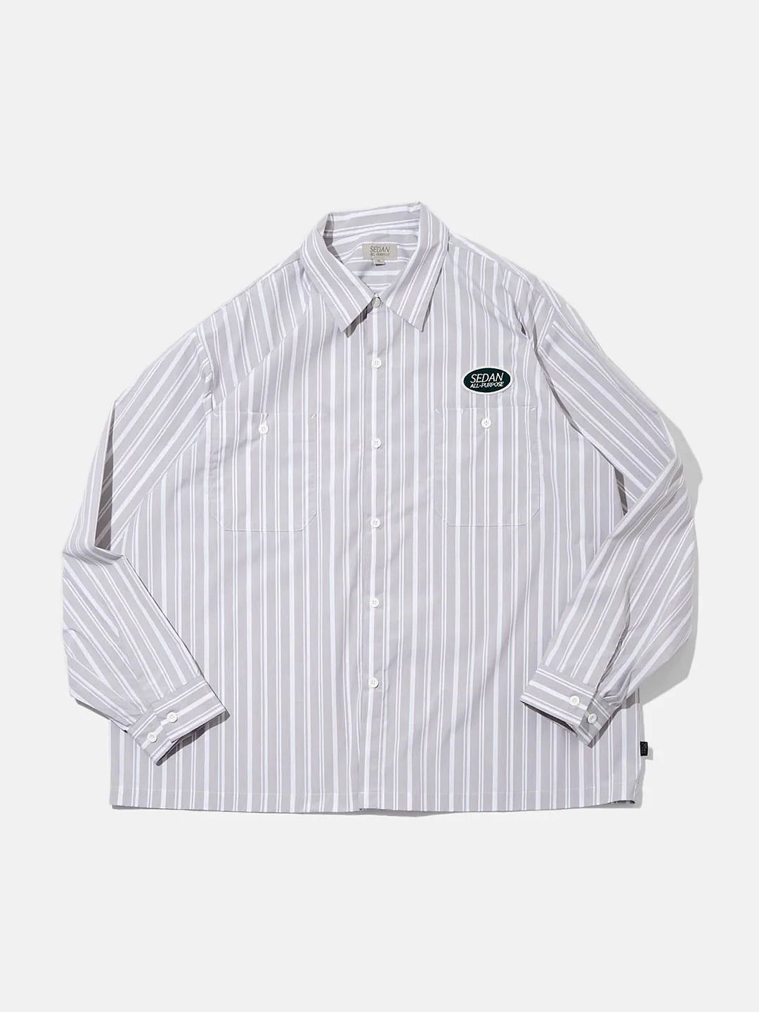 セダンオールパーパス23FW OVAL LOGO WORK SHIRT(SD23F-SH01)GREY STRIPE