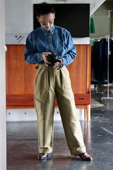 blurhms22FW Work Cardigan Jacket & Utility Back side Trousersスタイル.2022.8.14.
