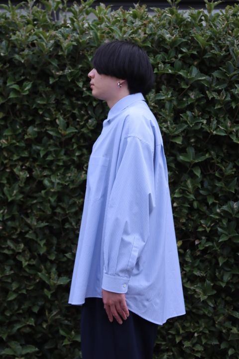 Thomas Mason for Graphpaper L/S Oversized Regular Collar Shirt style.2022.11.26