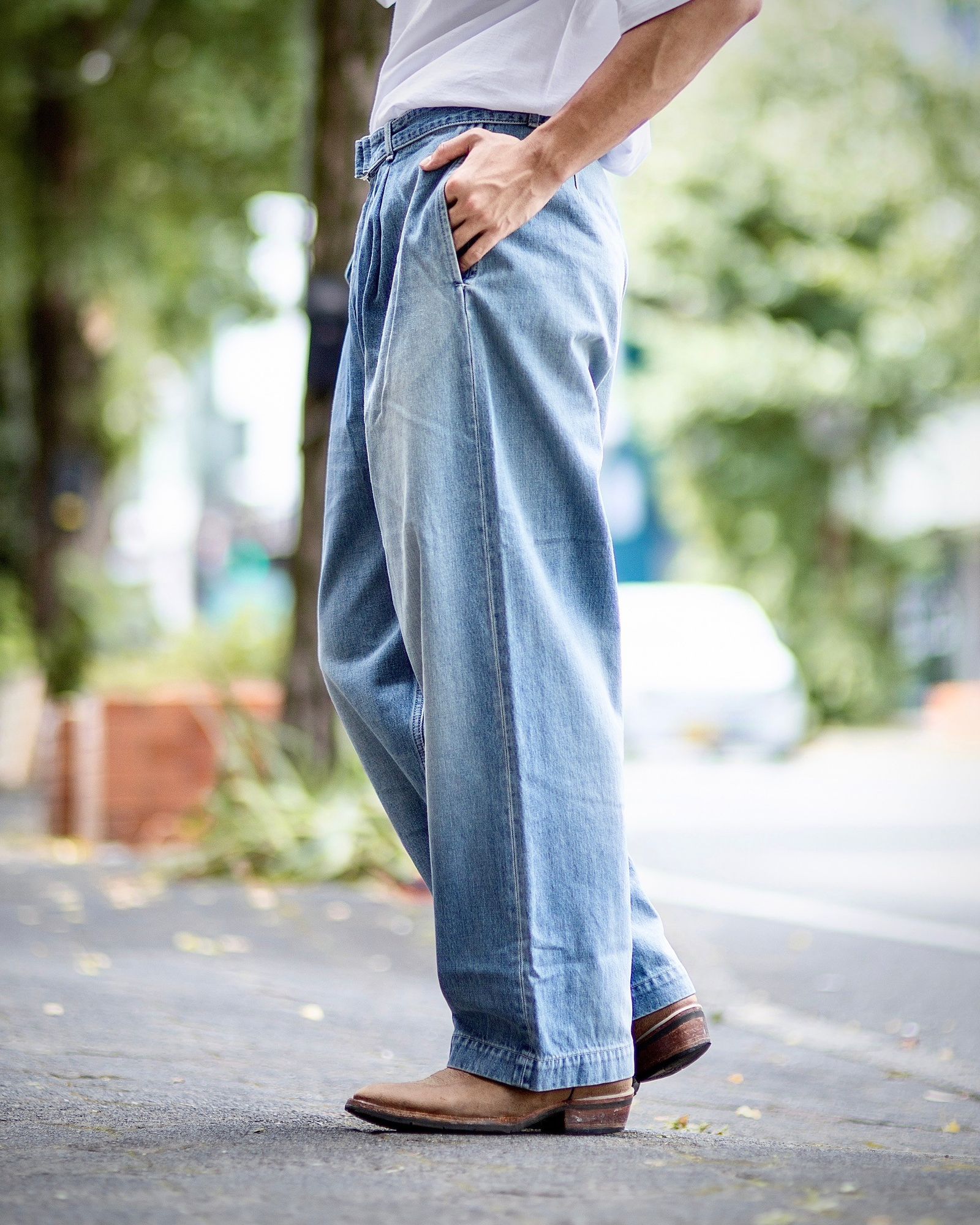 Graphpaper - グラフペーパー24AW Selvage Denim Belted Pants(GU243-40192LB)LIGHT  FADE | mark