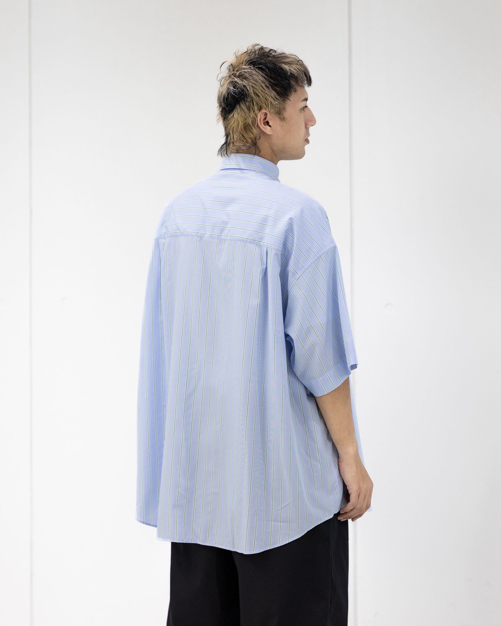 グラフペーパー  SIDOGRAS S/S Oversized Regular Collar Shirt (GREEN STRIPE) 6月6日(土)新作発売！