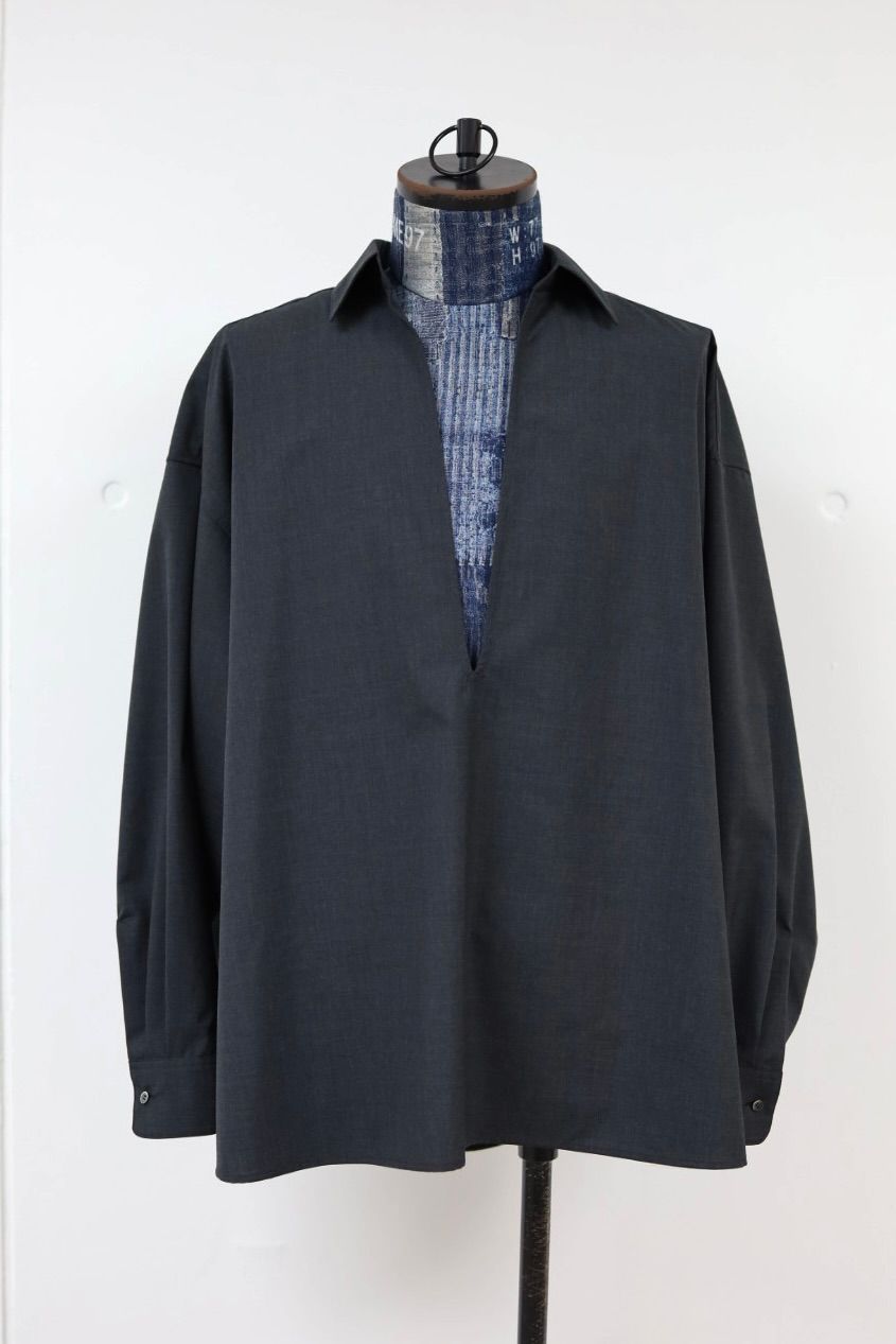 Graphpaper 26SS Fine Wool Heather L/S Skipper Shirt(GU261-50320)CHARCOAL☆2月21日(土)発売！