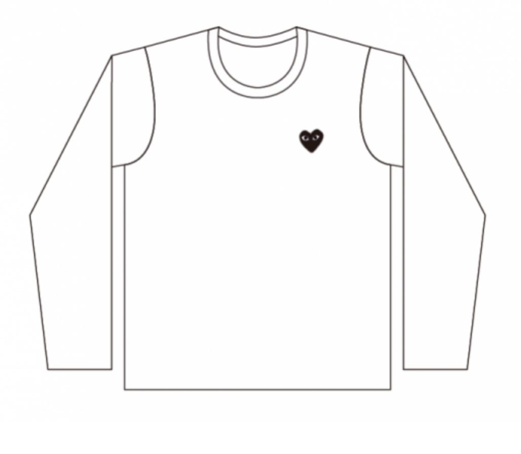 PLAYプレイコムデギャルソン ワンポイントロングスリーブTシャツ(WHITE×BLACK HEART) ☆11月1日(土)発売！