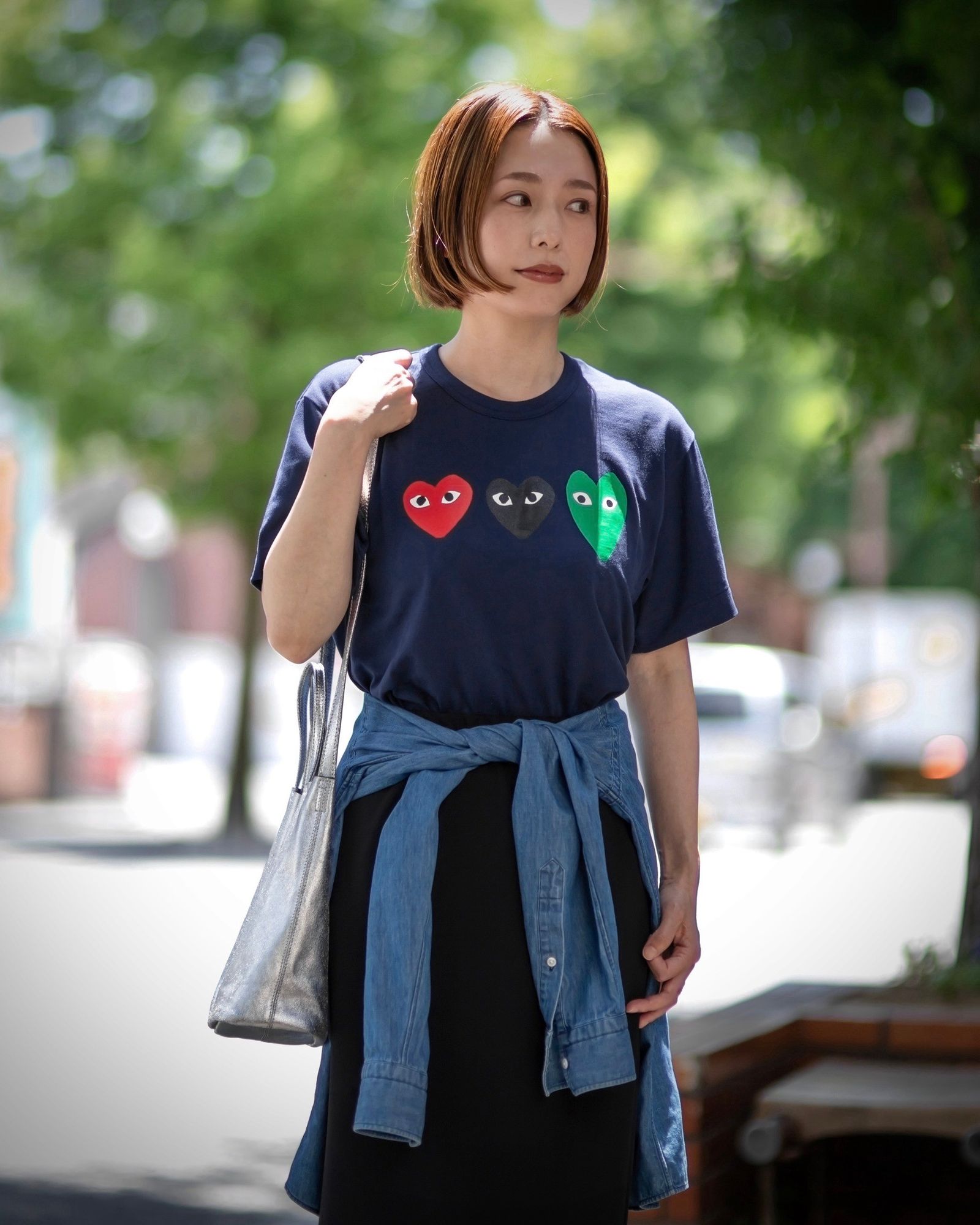 PLAY COMME des GARCONS  3HEARTロゴプリントTシャツ style.2024.06.08