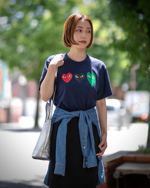 PLAY COMME des GARCONS  3HEARTロゴプリントTシャツ style.2024.06.08