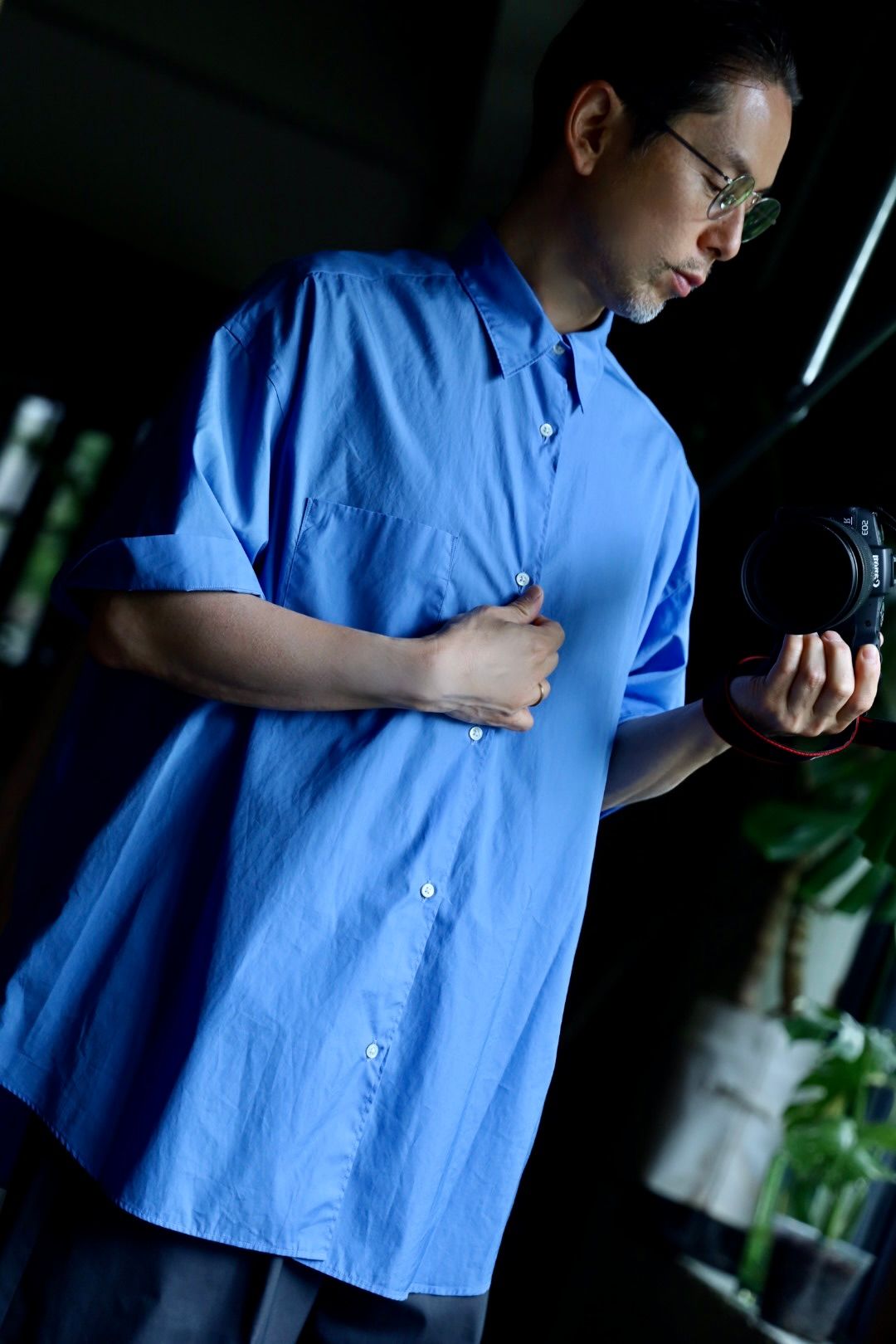 グラフペーパーシャツ Broad S/S Oversized Regular Collar Shirt(GM241-50003B)BLUE