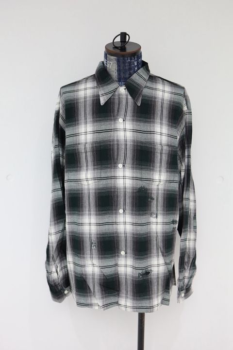 BOW WOW 26SS バウワウ REMADE RAYON PLAID SHIRT AGED(BW261-RRPS)D.GREEN×WHITE☆3月14日(土)発売！