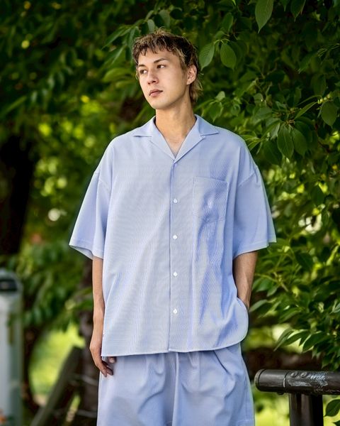フレッシュサービス 26SS SEERSUCKER STRIPE OPEN COLLAR SHIRT(FSC262-50113)BLUE☆6月13日発売！