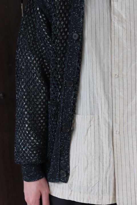 YOKE MESHED KNIT CARDIGAN(YK22SS0345S) style.2022.2.20