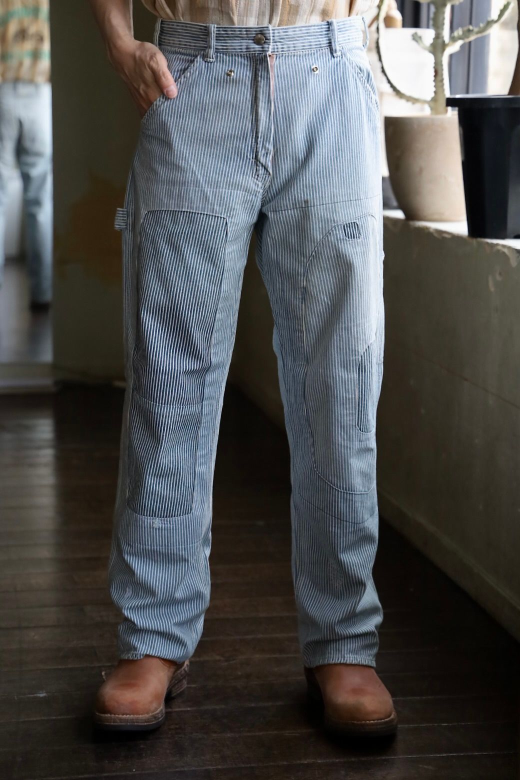 BOW WOW バウワウ HICKORY PAINTER PANTS with SEPARATE APRON(BW251-HPPA)HICKORY STRIPE AGING