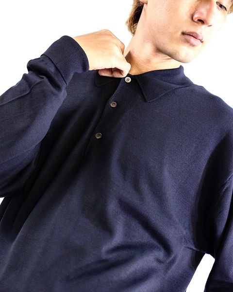 A.PRESSE Wool Knit L/S Polo Shirt(NAVY) 8月10日(土)新作発売！