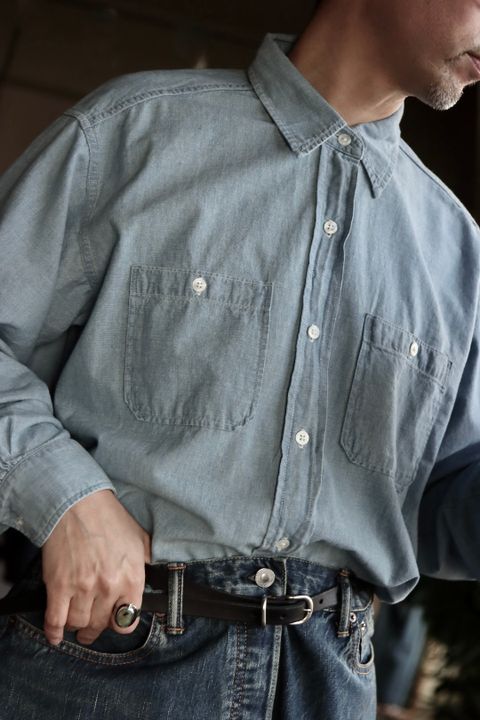 A.PRESSE 23SS Washed Chambray Shirtスタイル