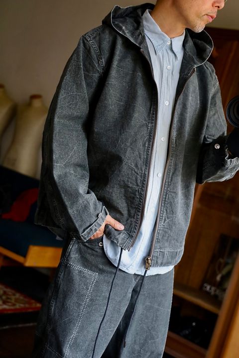 A.PRESSE 2025 STYLE2 Vintage US Navy Zip Hoodie"OLIVE"スタイル2025.6.28.