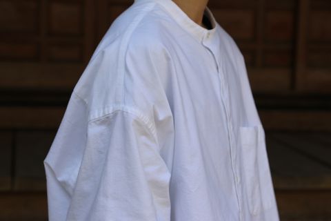 Graphpaper Oxford Oversized Band Collar Shirt(GM211-50137B) style. 2021.04.18.