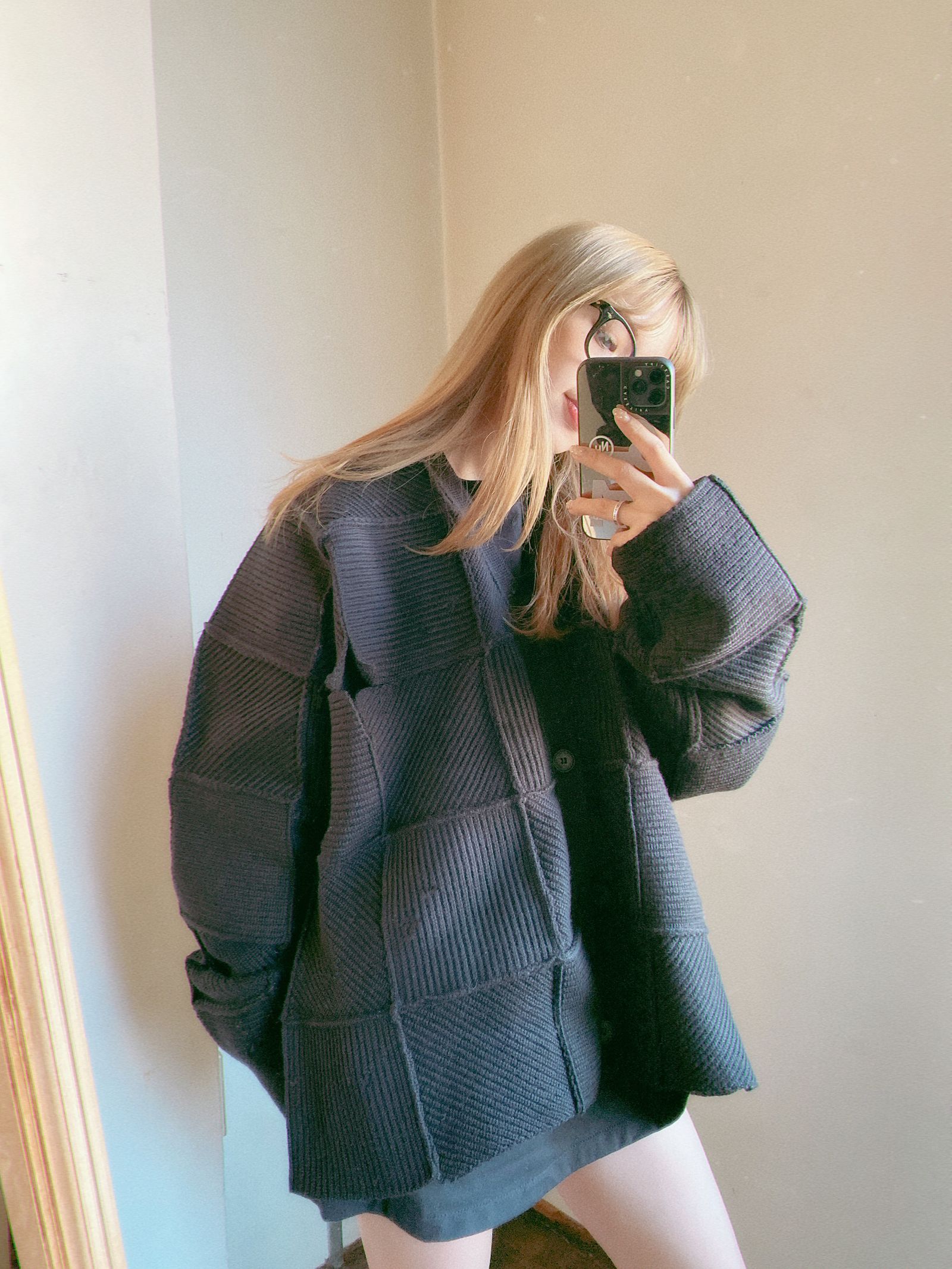 YOKE 24SS PATCHWORK RIB BUTTONED CARDIGAN style.2023.12.23