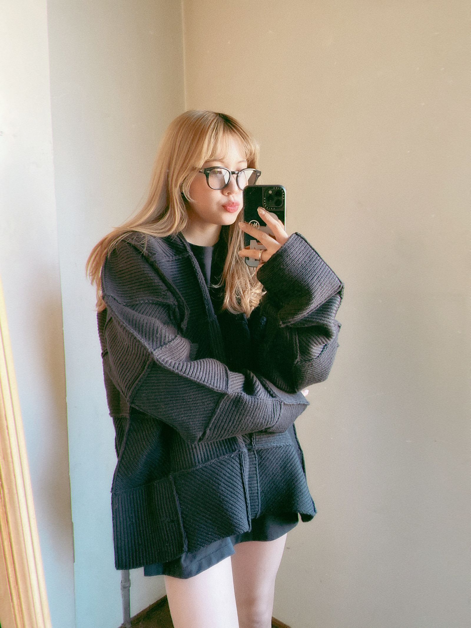 YOKE 24SS PATCHWORK RIB BUTTONED CARDIGAN style.2023.12.23