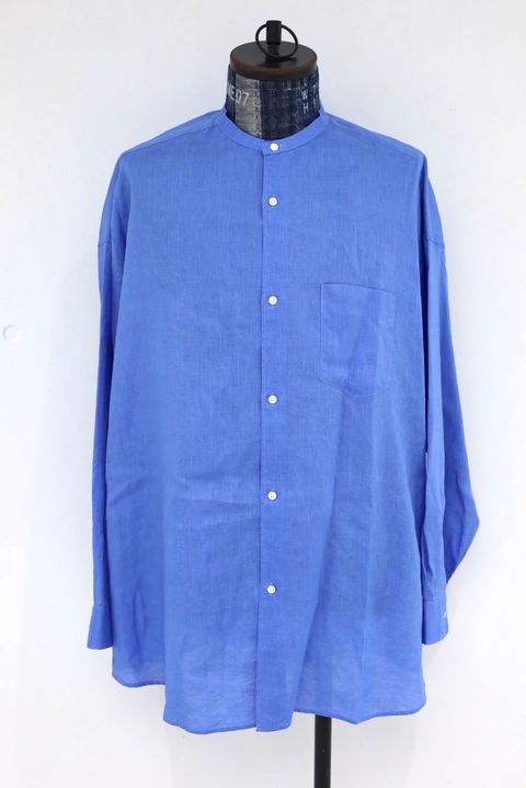 グラフペーパー Linen L/S Oversized Band Collar Shirt(GM262-50040B)BLUE☆6月20日(土)発売！