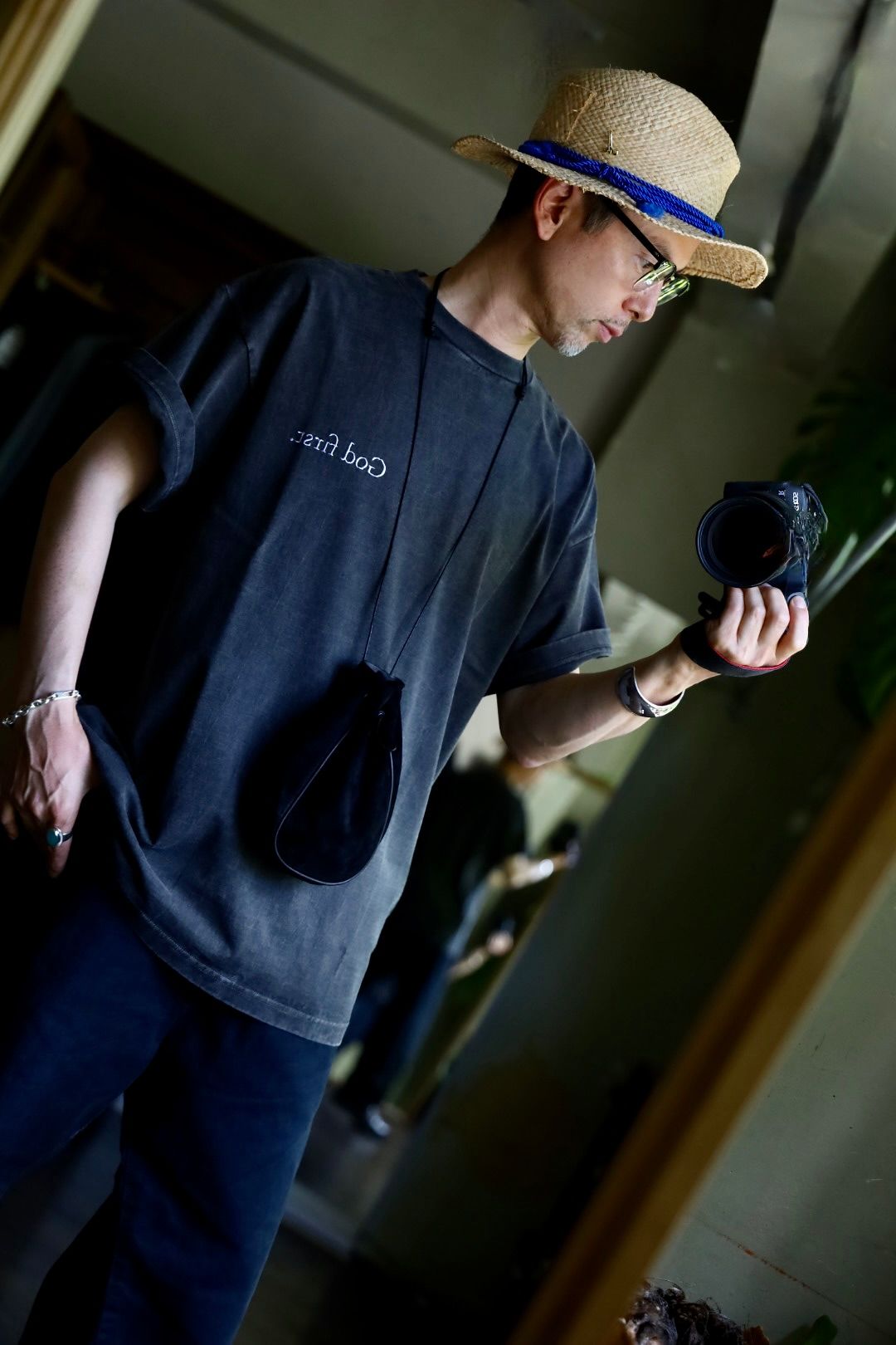 LASTMAN EMBROIDERED TEE SHIRTS "GOD FIRST"スタイル2024.8.17.