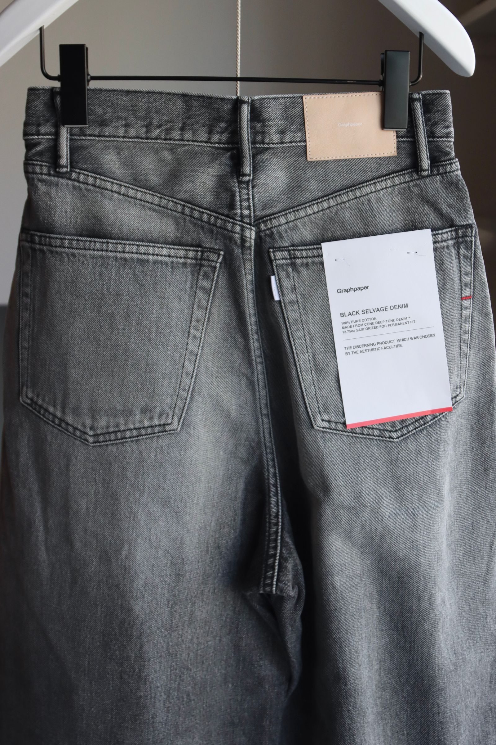 Graphpaper 25AW Women's Selvage Denim Two Tuck Wide Pants(GL253-40062LB)BLACK_LIGHT FADE