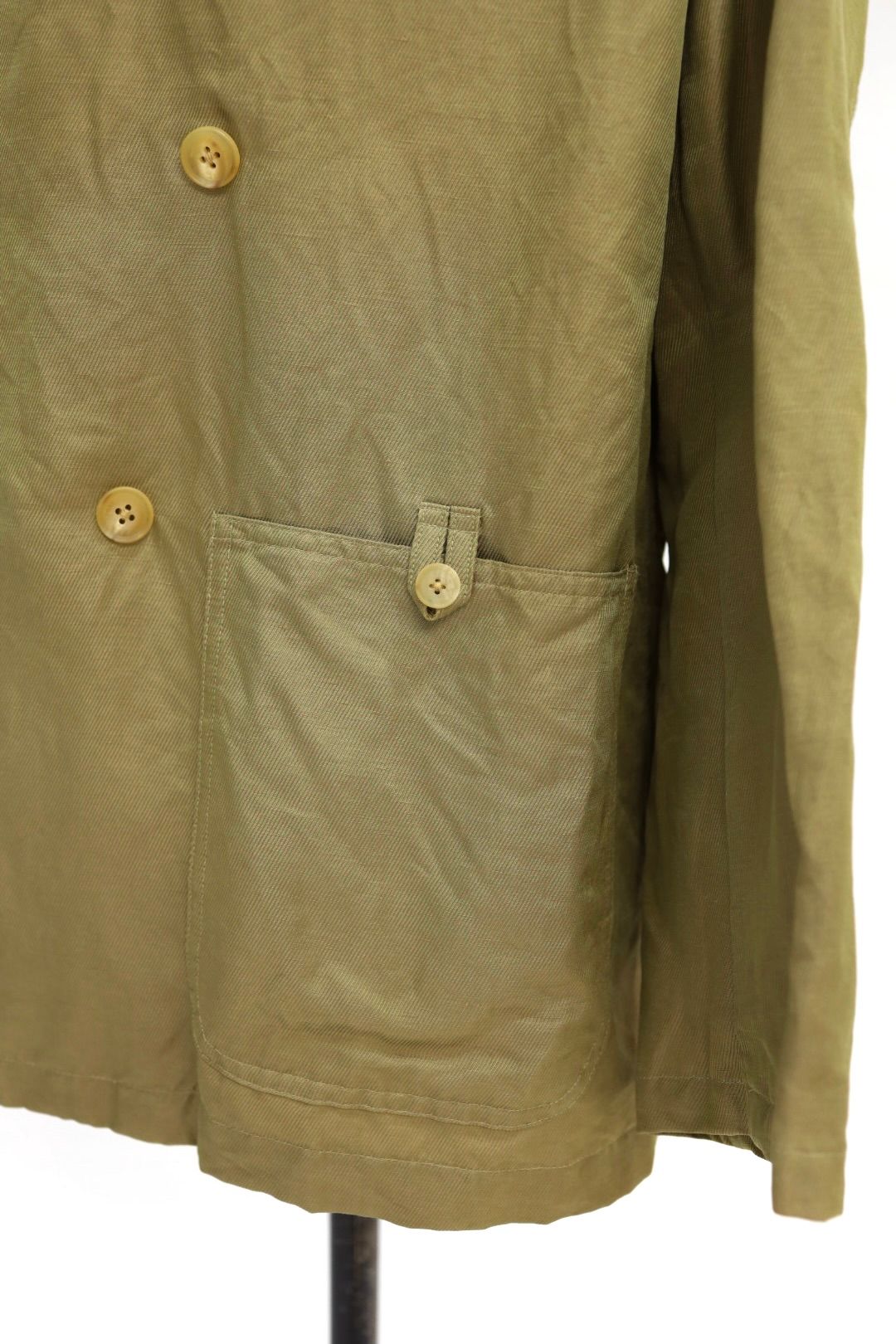 YOKE 26SS Linen Silk Kersey Double Breasted Blezer(YK26SS01207J)KHAKI