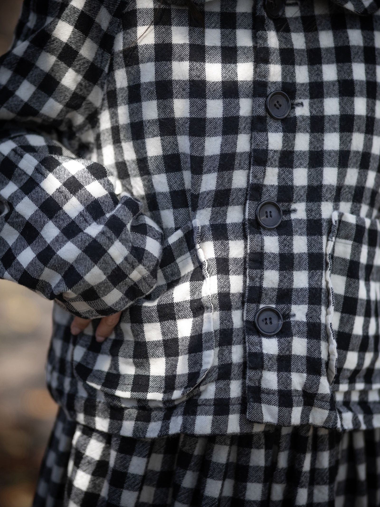 tao 26FW ウールギンガムチェック先染 製品縮絨ジャケット(TR-J021-051-1)BLACK×WHITE☆10月2日(金)発売！