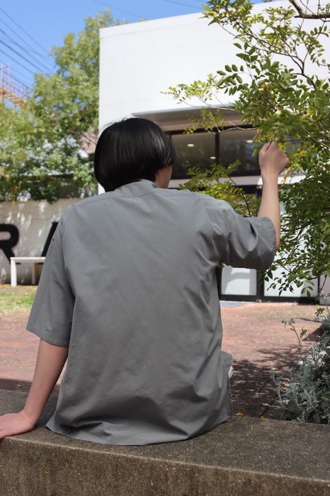 Ets.Materiaux Band Collar Short Sleeve Shirt style.2022.4.9.