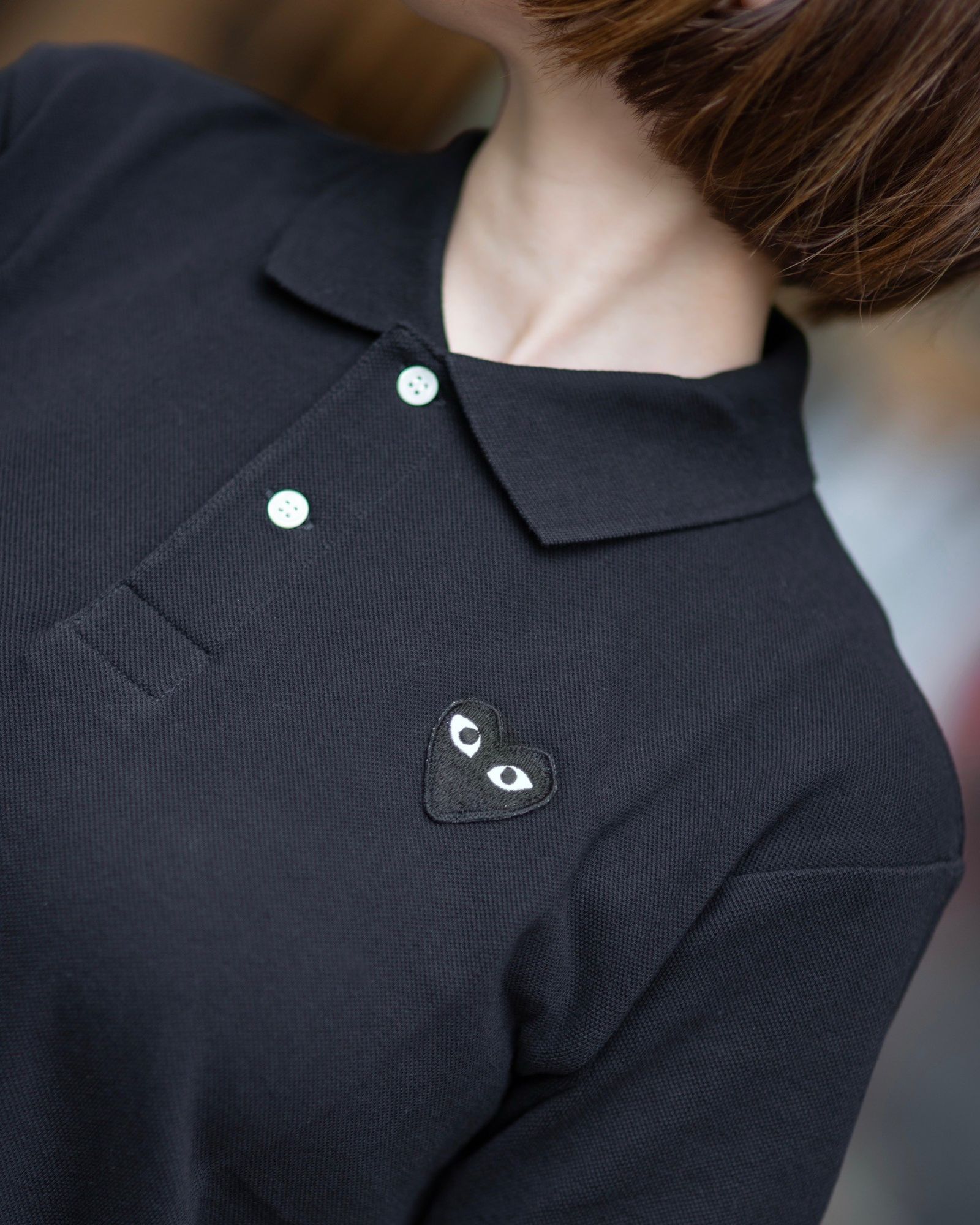 COMME des GARÇONS PLAY ブラックポロシャツ XL 着用1回 PLAY COMME des GARCONS プレイ コムデギャルソン ポロシャツ