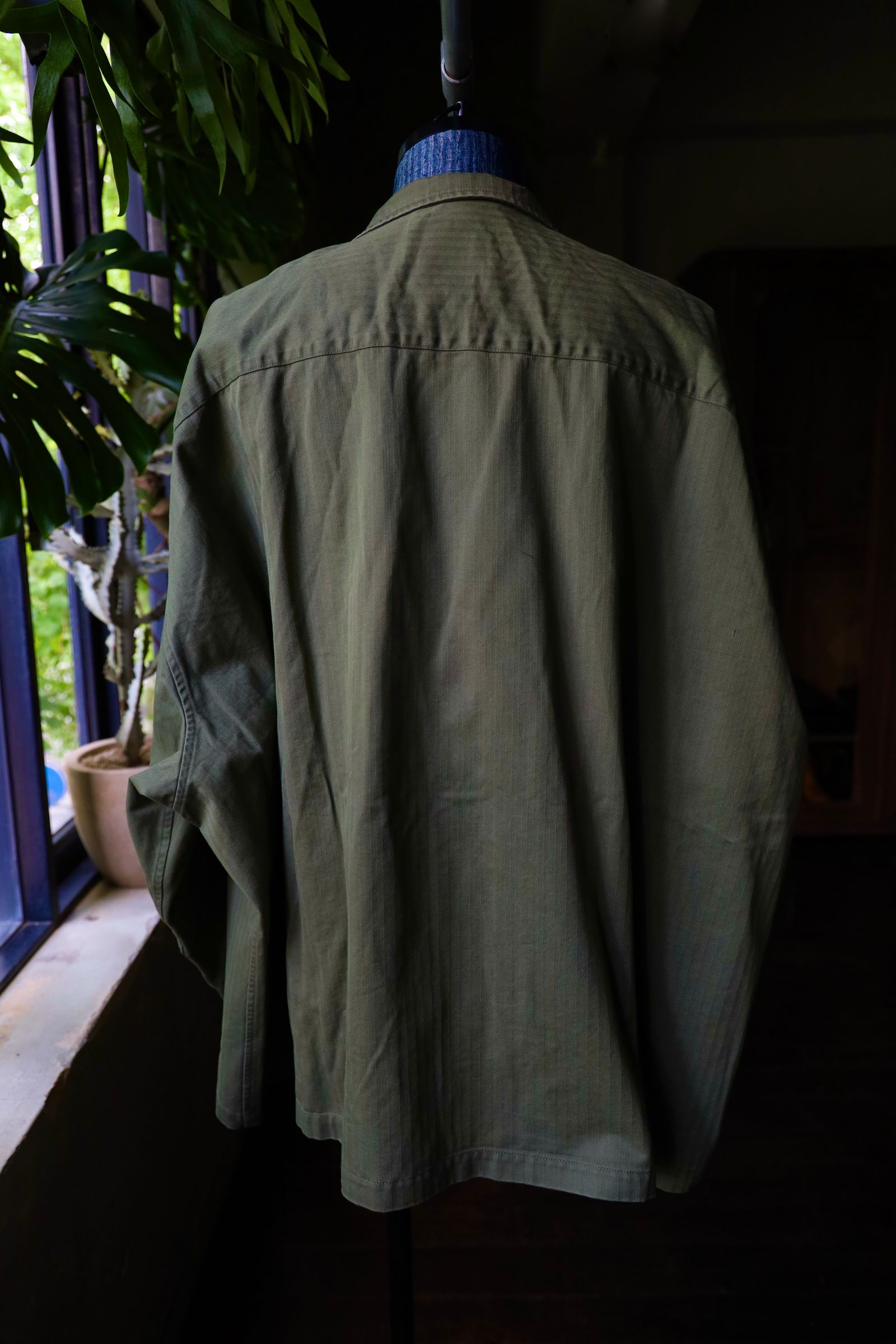 S.F.C 24FW エスエフシーTAILORED SHIRT JACKET HERRINGBONE(SFCEW24S01)Olive