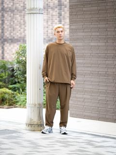 Graphpaper PERTEX® EQUILIBRIUM L/S Crew Neck Pullover (BROWN) MARKスタイル