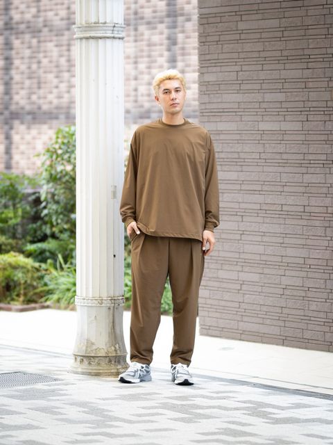 Graphpaper PERTEX® EQUILIBRIUM L/S Crew Neck Pullover (BROWN) MARKスタイル