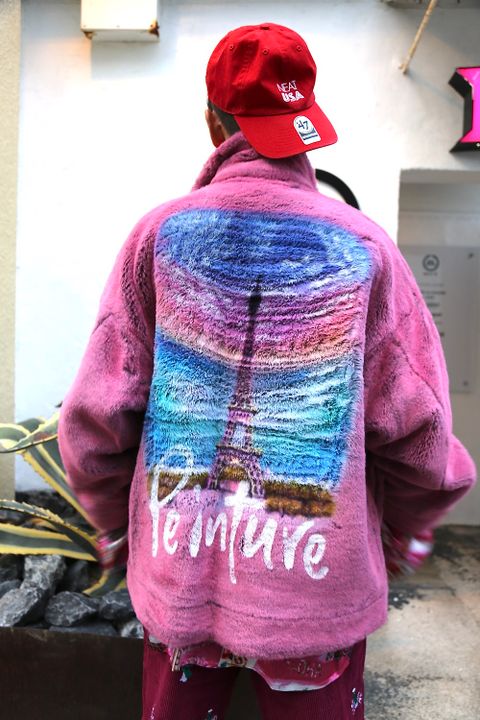 doublet HAND-PAINTED FUR JACKET"PINK"style.2020.10.16.