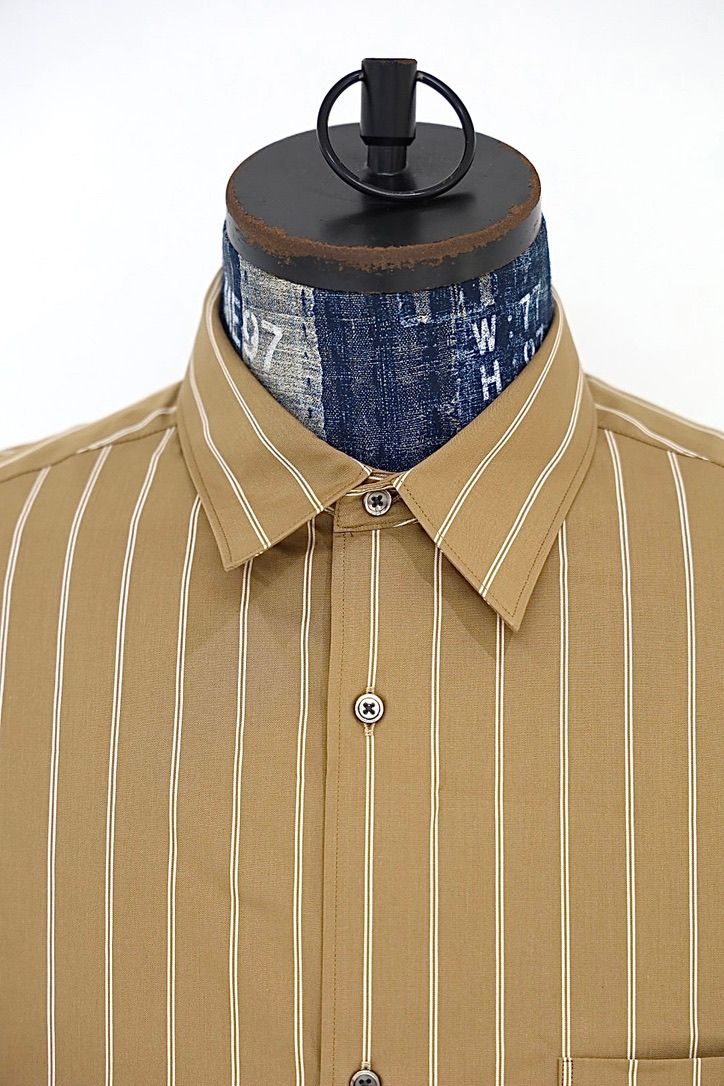 グラフペーパー SIDOGRAS Brown Stripe L/S Oversized Regular Collar Shirt(GM263-50345)BROWN☆8月8日(土)発売！