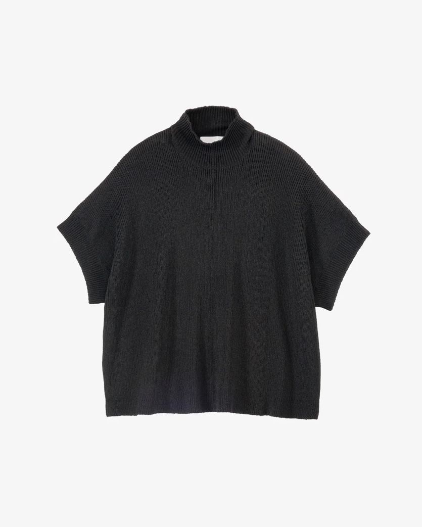 Graphpaper 25SS WOMENS Linen Solotex S/S Mock Neck Knit(GL251-80060)BLACK