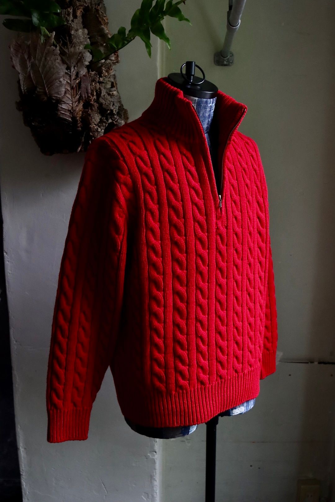アプレッセ23AW Cashmere Aran Half Zip Sweater(23AAP-03-03K)RED