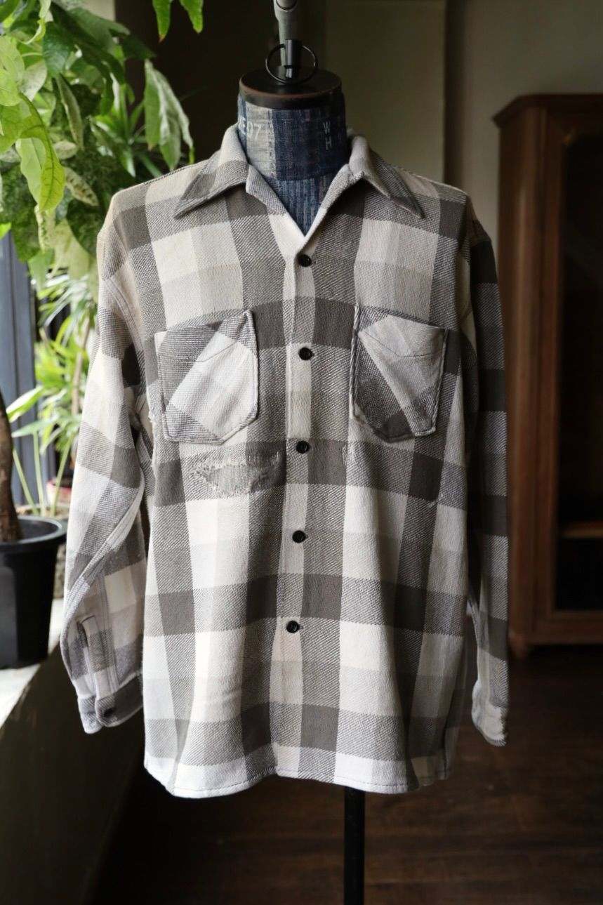 BOW WOW 25FWバウワウ DAMAGED AND STAINED FLANNEL SHIRT(BW252-DSFS) AGED GRAY x WHITE