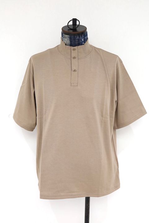 グラフペーパー26SS Tri Spun Cotton S/S Henley High Neck Tee(GM261-70350)TAUPE☆2月28日(土)発売！