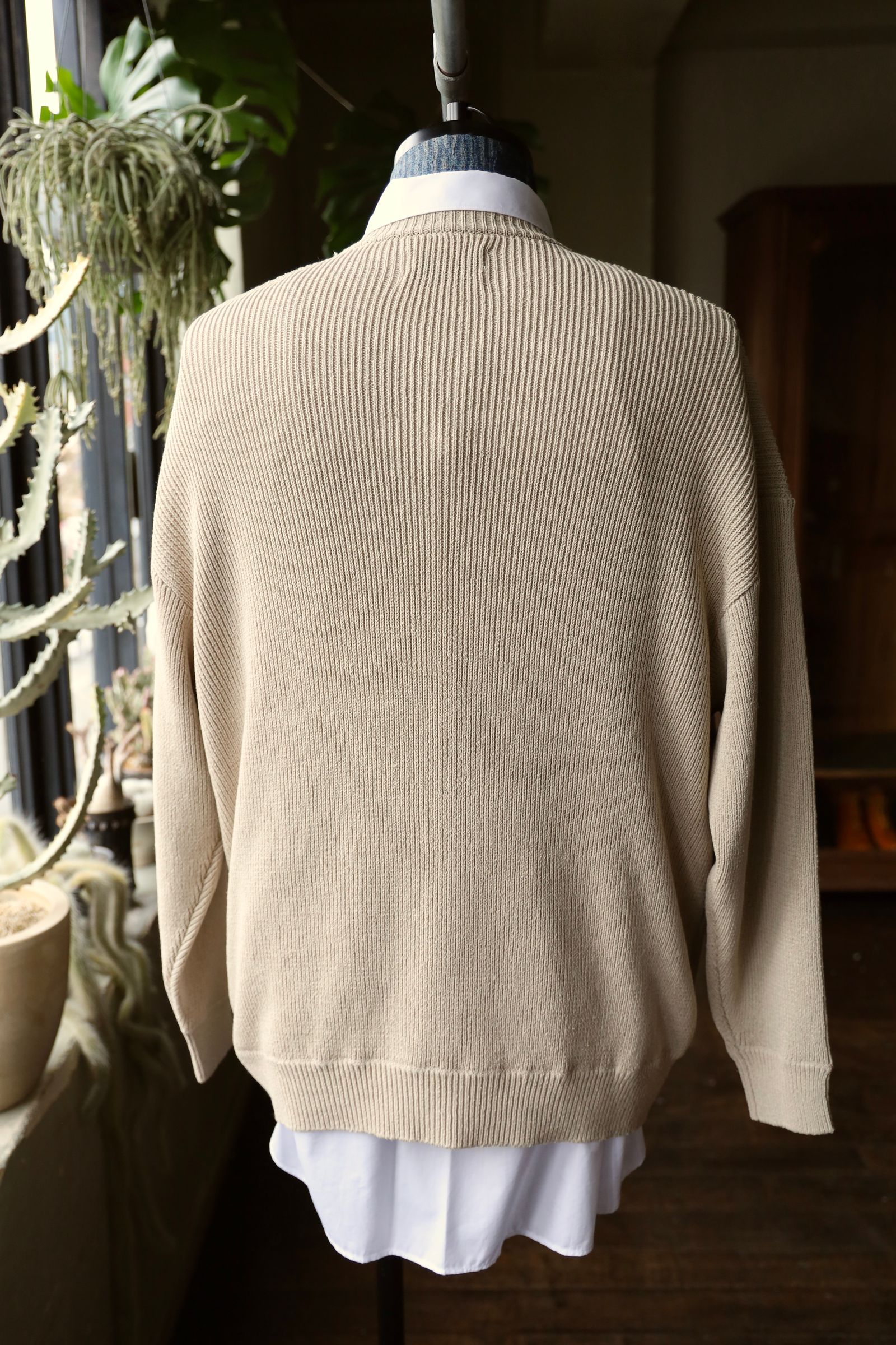 グラフペーパー 25SS Linen Solotex Loose Rib Crew Neck(GU251-80119)BEIGE