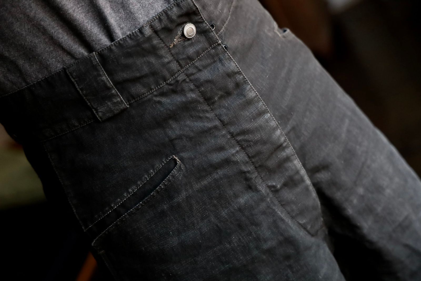 アプレッセ Vintage Black Linen Trousers (25SAP-04-19H) BLACK
