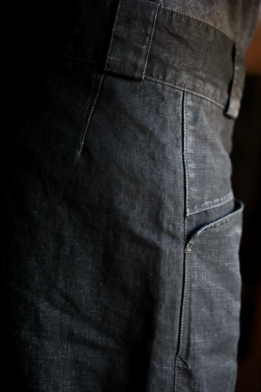 A.PRESSE - アプレッセ Vintage Black Linen Trousers (25SAP-04