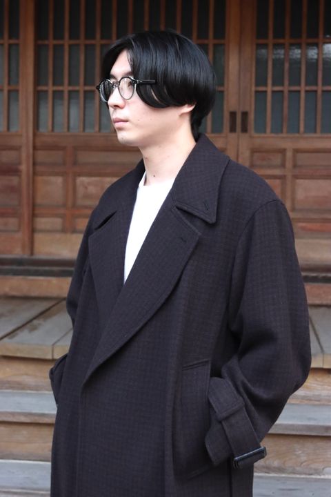 YOKE DOUBLE BREAST OVERCOAT"BLACK style"