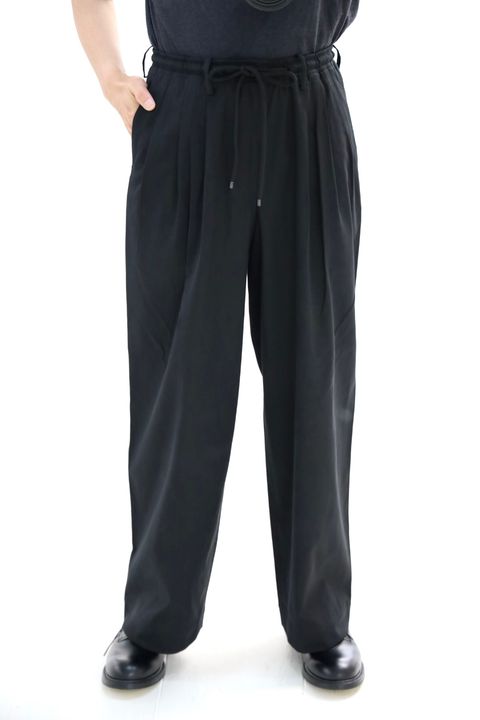 マーカウェア 26SS  60/2オーガニック強燃ボイル3/2ツイル / トリプルプリーテッドイージートラウザーズ(A26A16PT02C) Black☆新作発売！