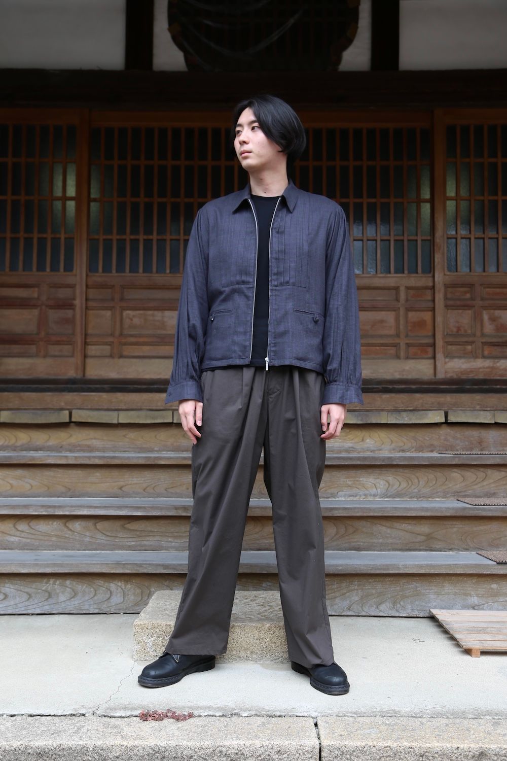 MATSUFUJI マツフジ 21AW FLANNEL CHECK PLEATS-