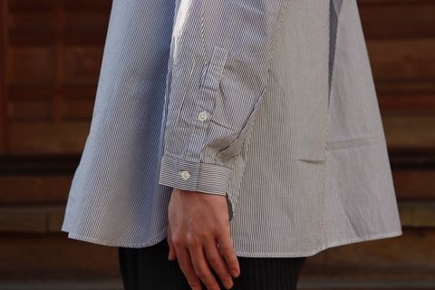 FreshService CORPORATE STRIPE REGULAR COLLAR SHIRT"WHITE×BLACK"style.