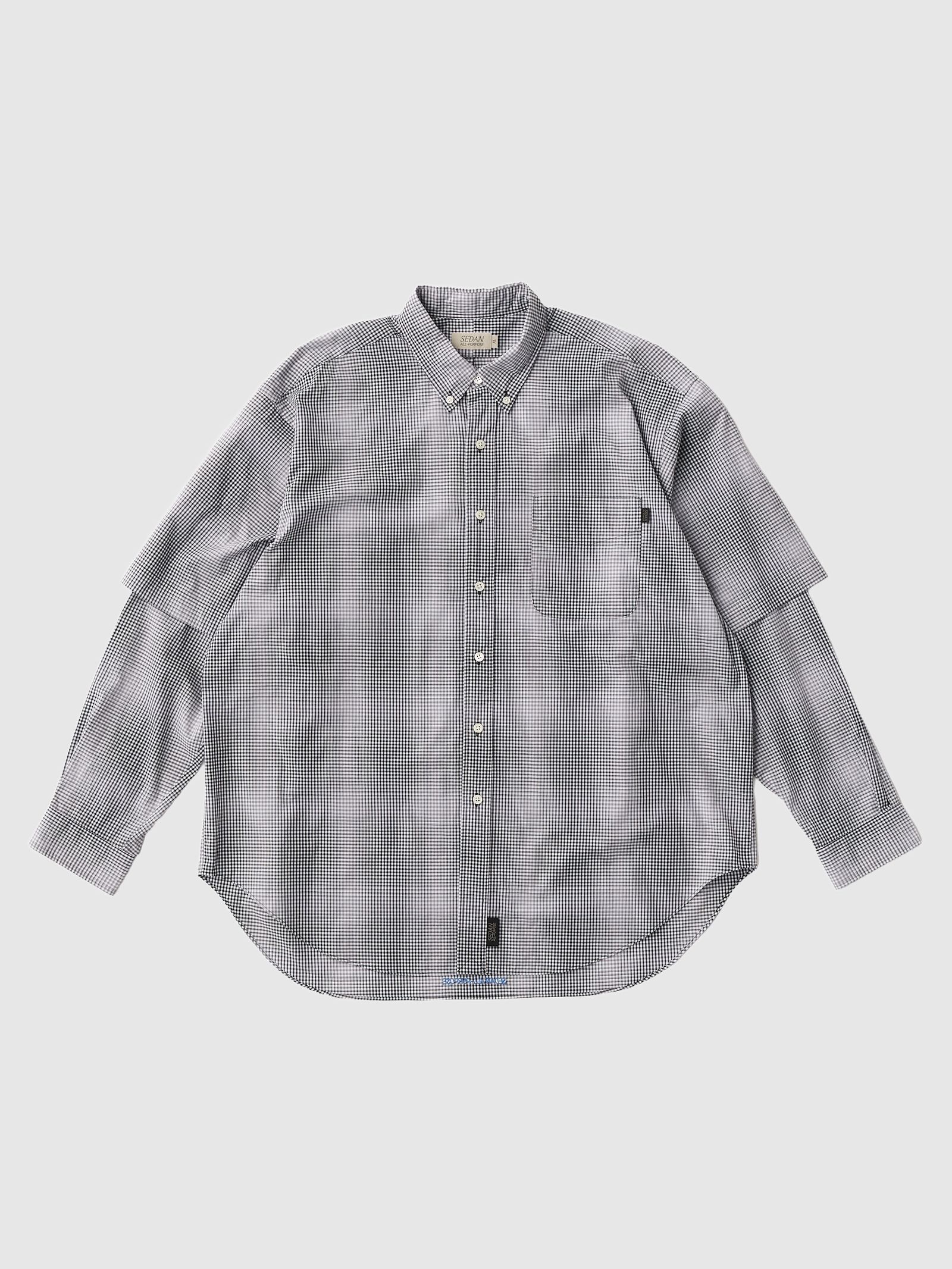セダンオールパーパスSS24 Detachable Shadow Plaid BD Shirt (SD24S-SH04)Black Plaid